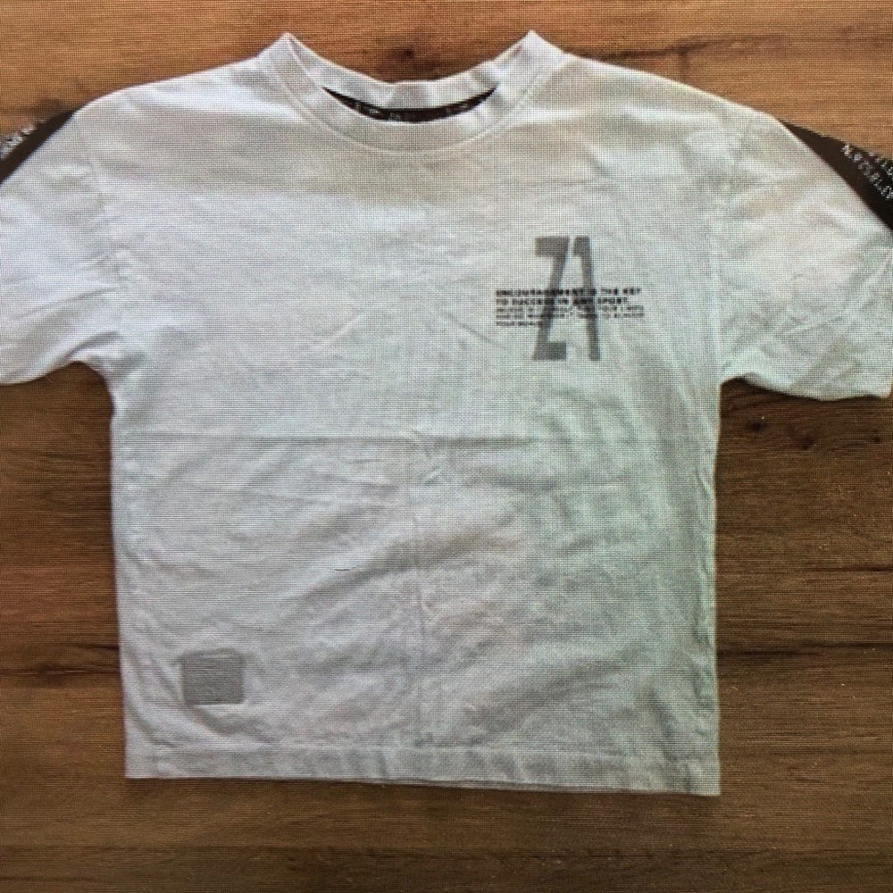 White Graphic T-Shirt with Black Accents